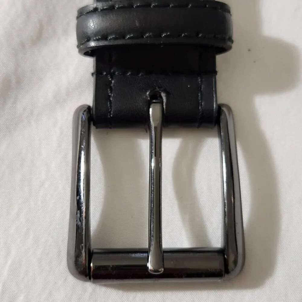 Dickies Men's Black Genuine Leather Adjustable Clasp Metal Buckle Belt SZ 34